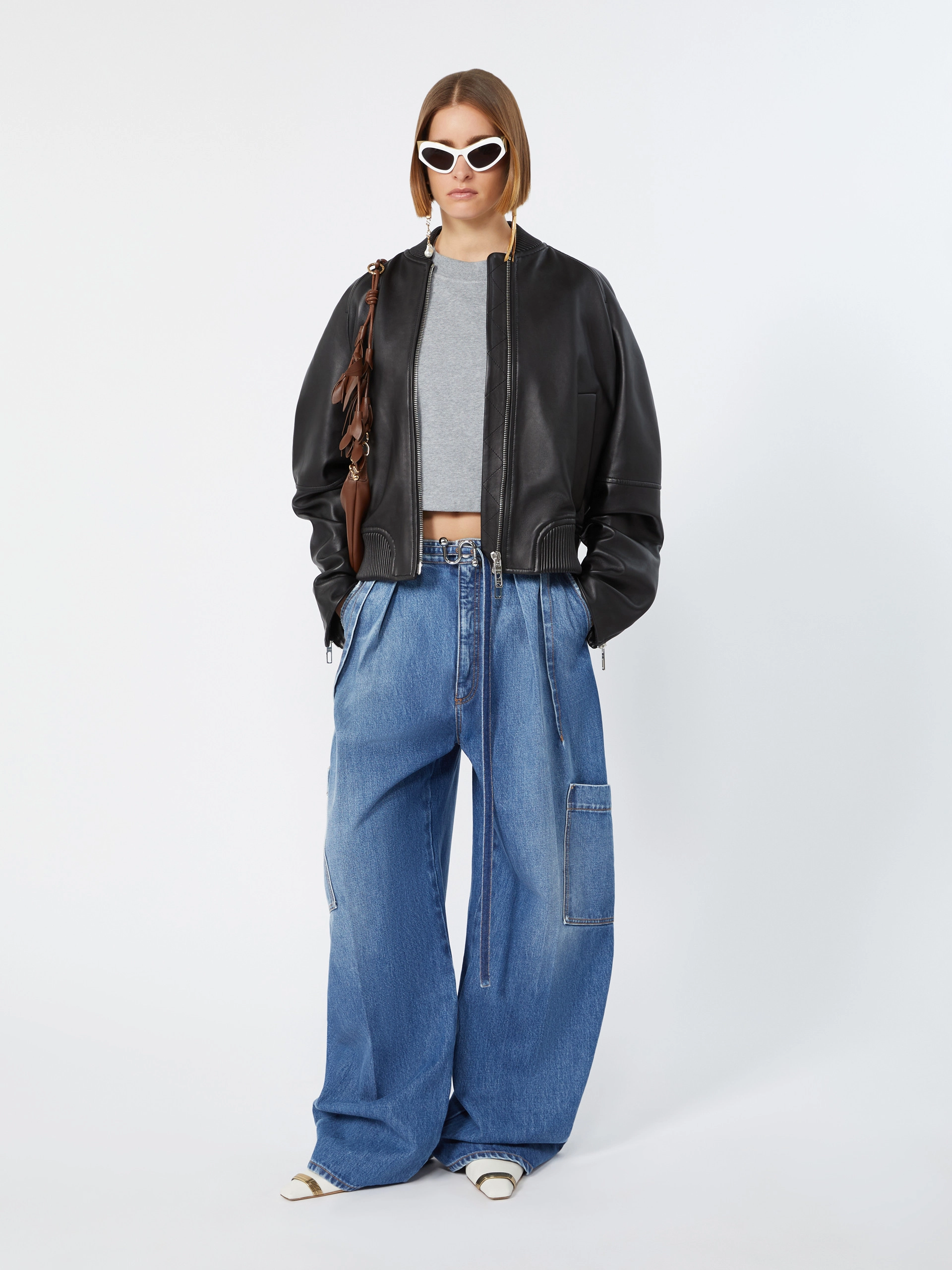 Nappa leather bomber jacket - BLACK - Sportmax