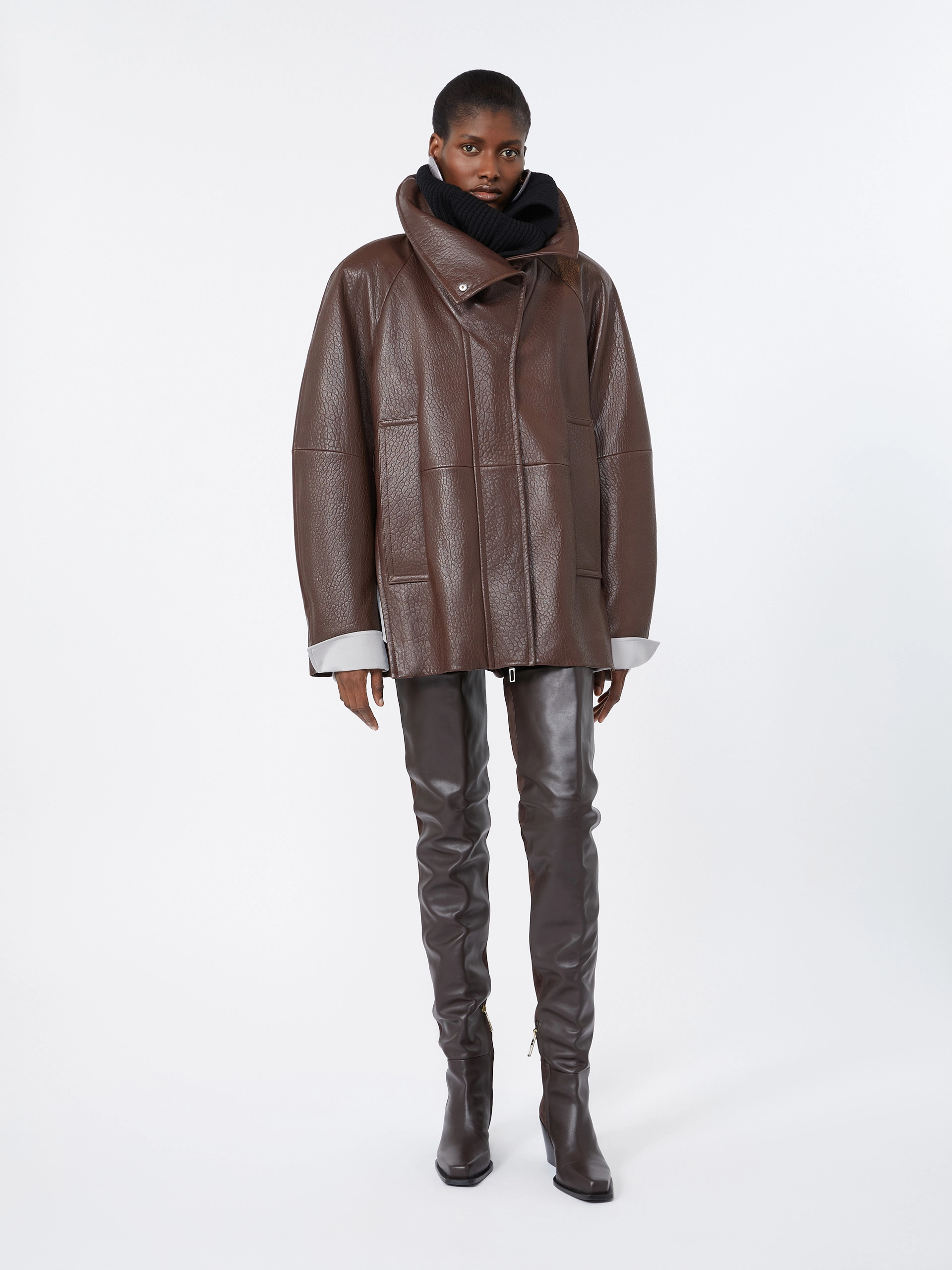 Leather jacket - COFFEE - Sportmax