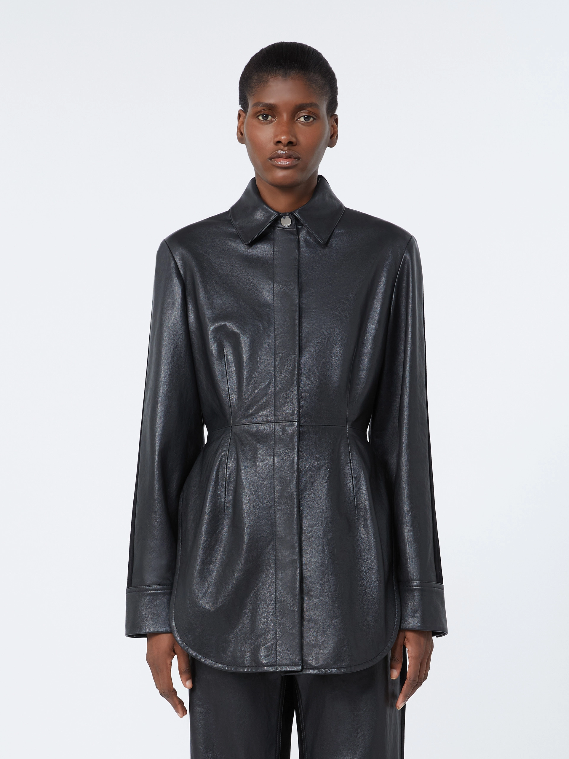 Long leather shirt - BLACK - Sportmax - 2