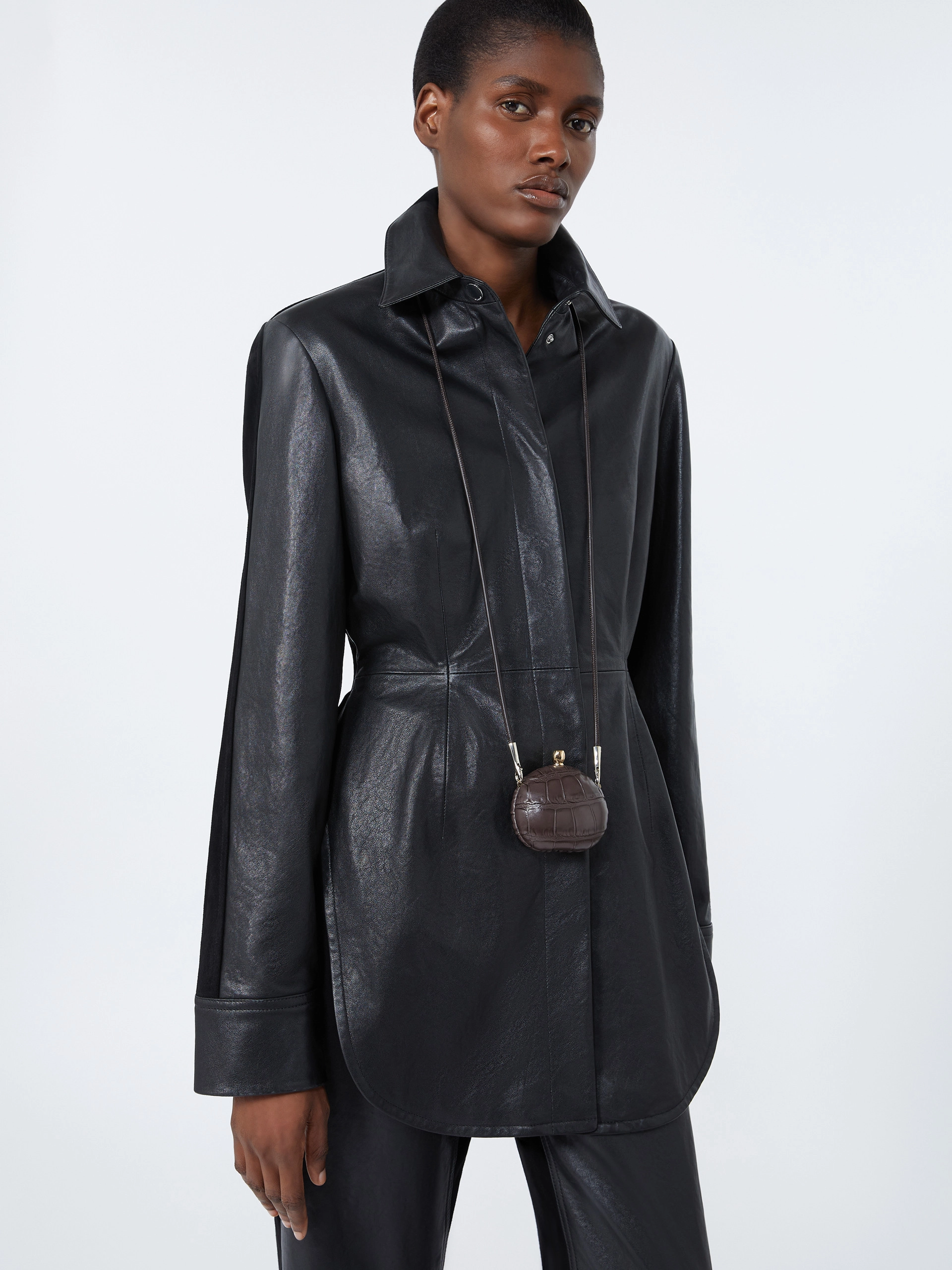 Long leather shirt - BLACK - Sportmax - 4