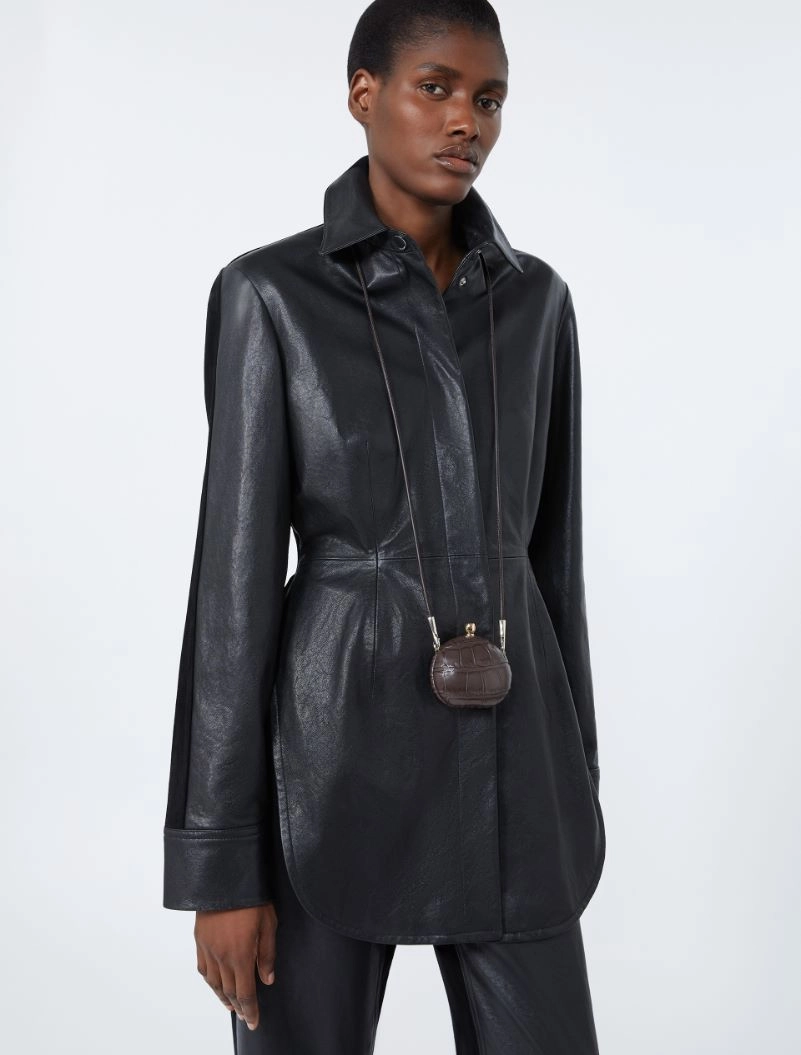 Long leather shirt - BLACK - Sportmax - 4