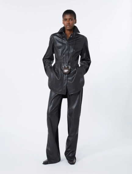 Long leather shirt - BLACK - Sportmax - 1