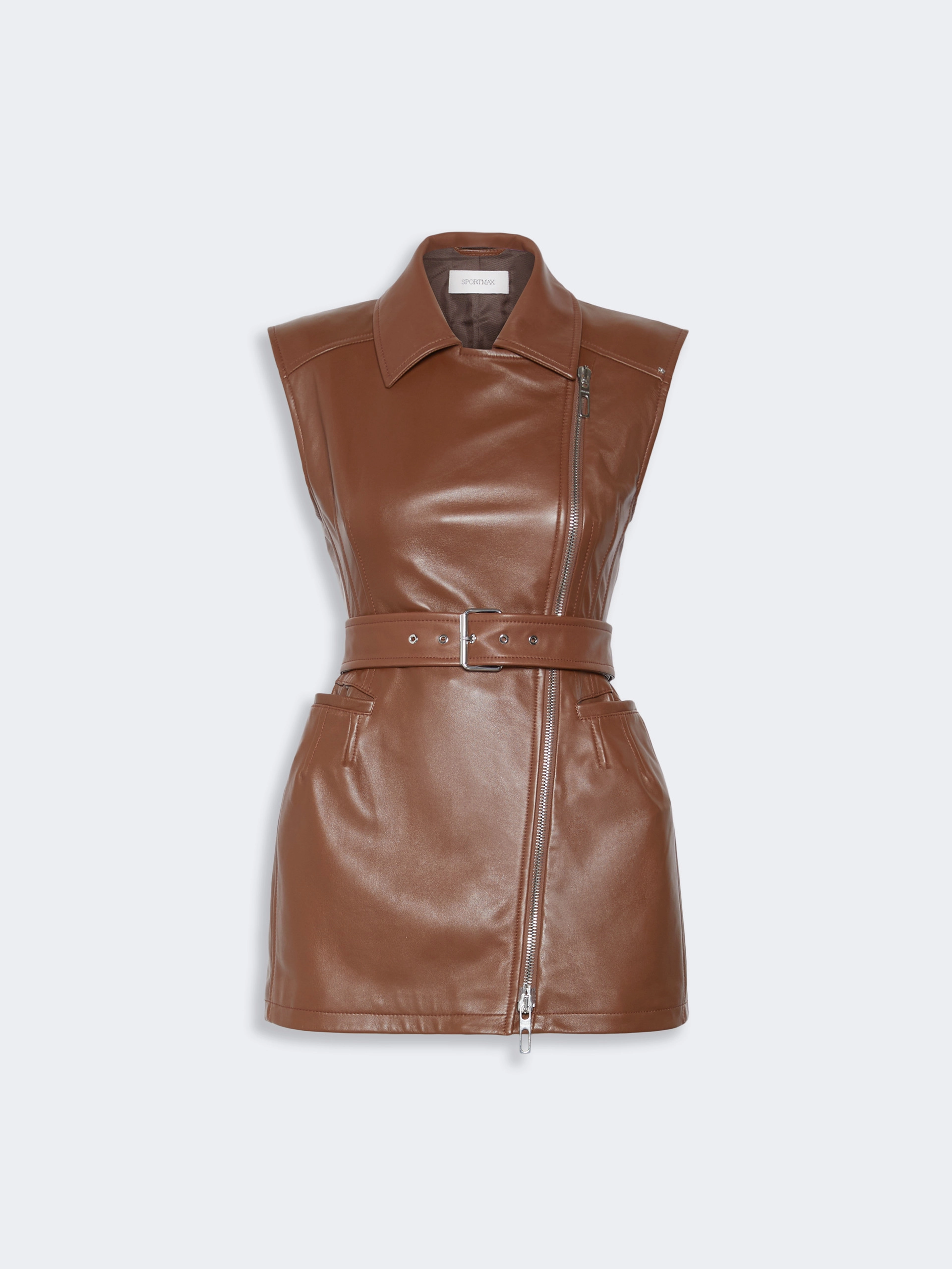 Sleeveless nappa leather jacket - BROWN - Sportmax - 6