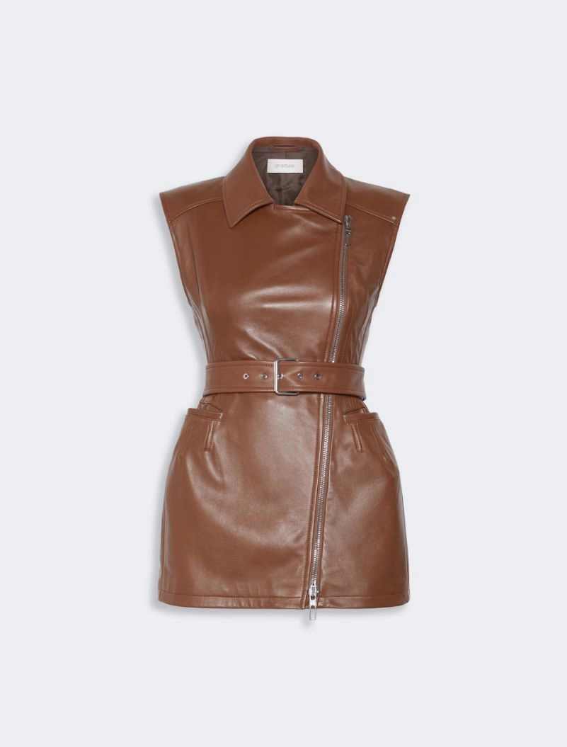 Sleeveless nappa leather jacket - BROWN - Sportmax - 6