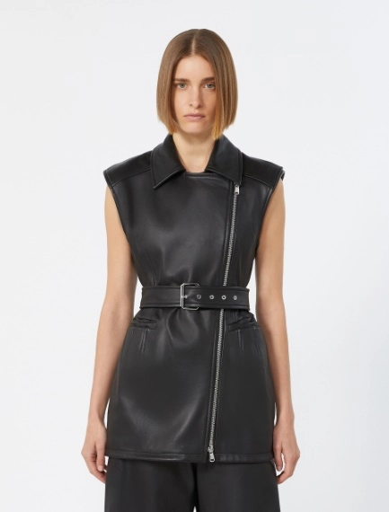 Sleeveless nappa leather jacket - BLACK - Sportmax - 2