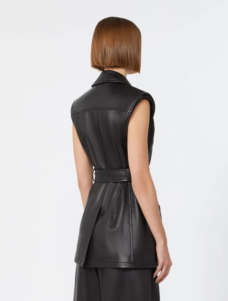 Sleeveless nappa leather jacket - BLACK - Sportmax - 3
