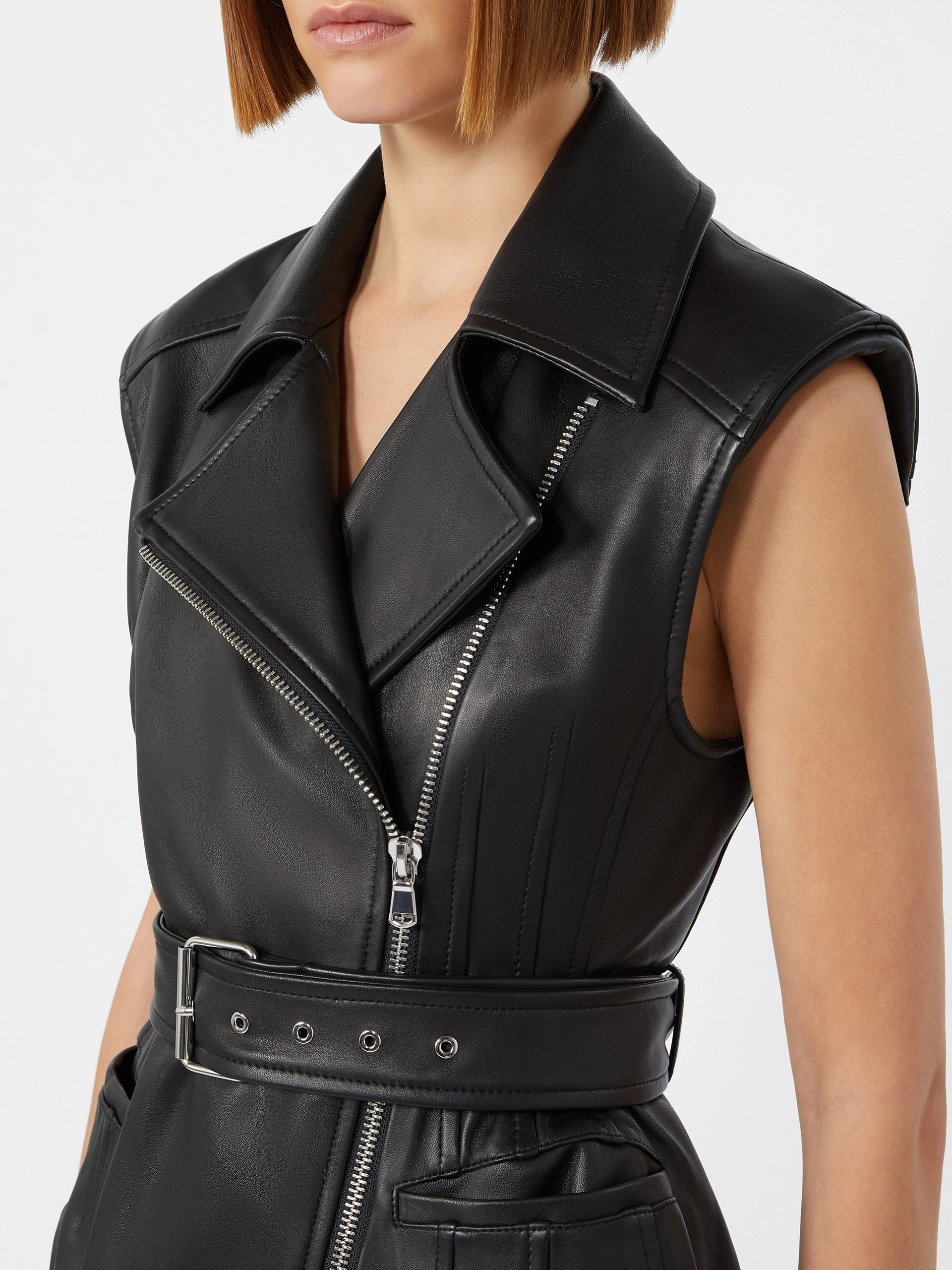 Sleeveless nappa leather jacket - BLACK - Sportmax - 5