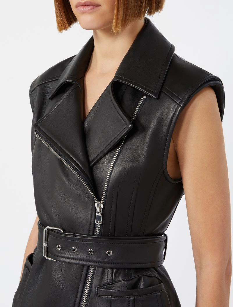 Sleeveless nappa leather jacket - BLACK - Sportmax - 5