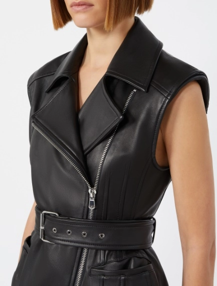 Sleeveless nappa leather jacket - BLACK - Sportmax - 5