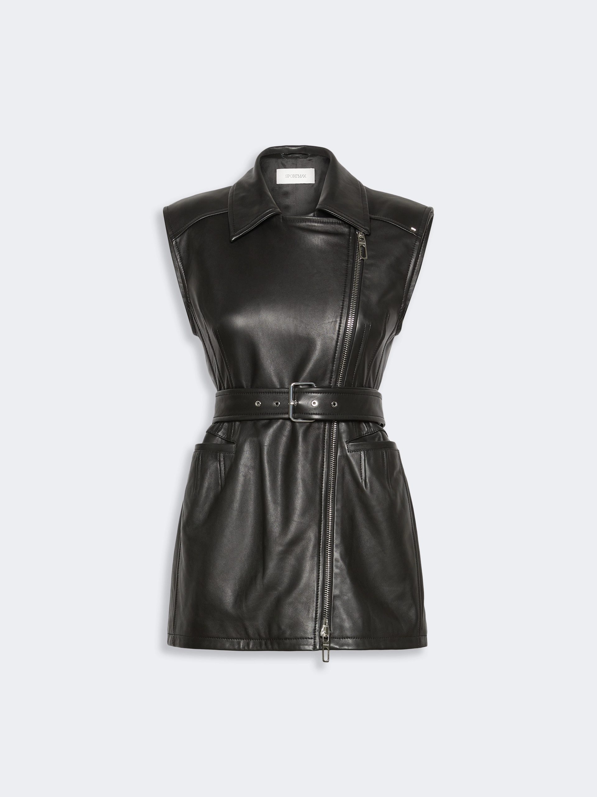Sleeveless nappa leather jacket - BLACK - Sportmax - 6