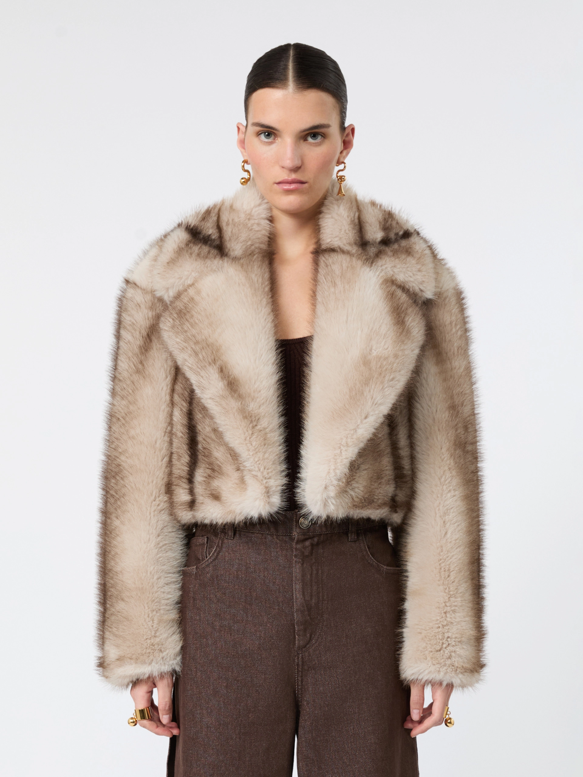 Short furry jersey jacket - MUD - Sportmax - 2