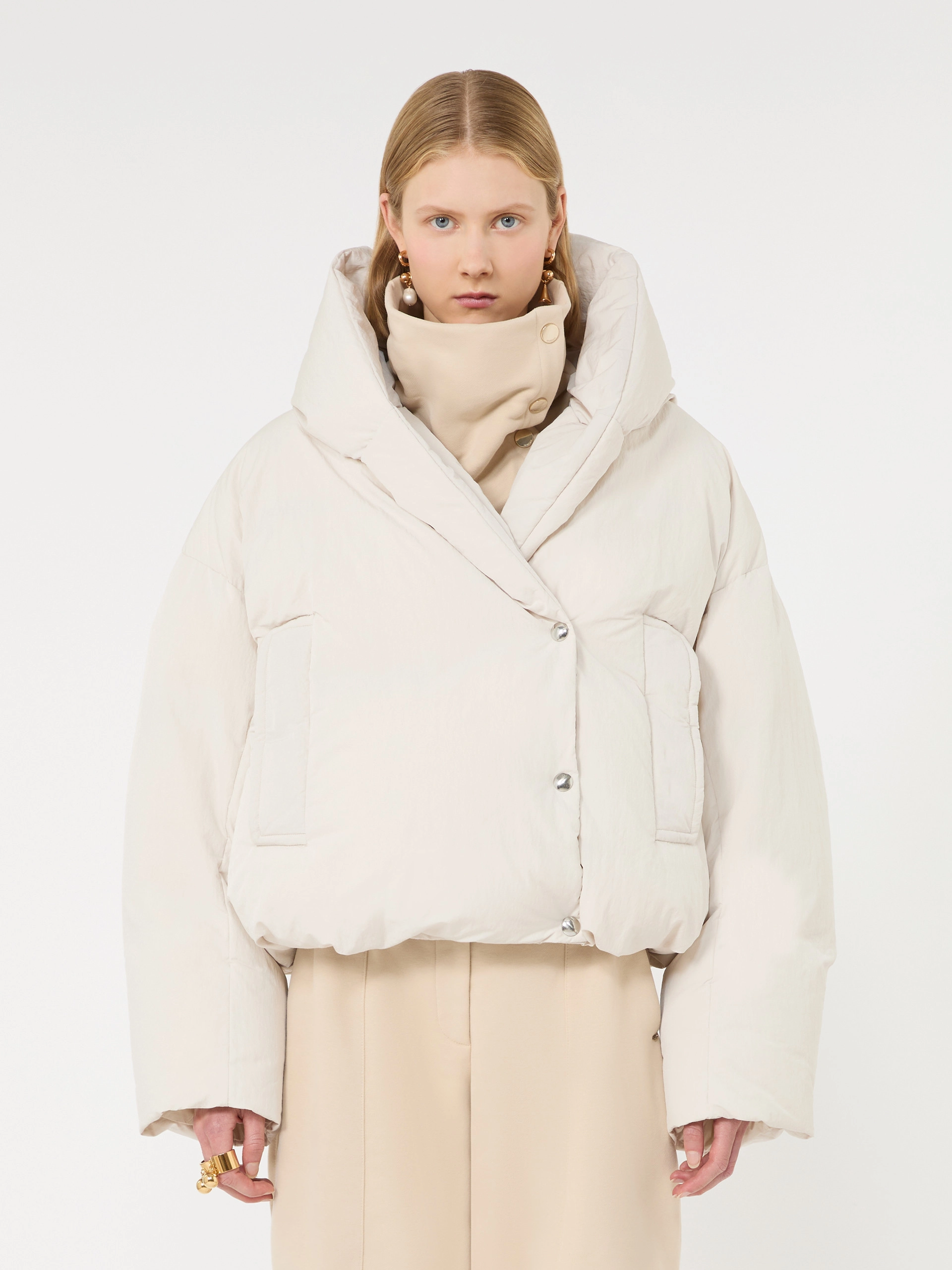 Short crinkled fabric down jacket - IVORY - Sportmax - 2