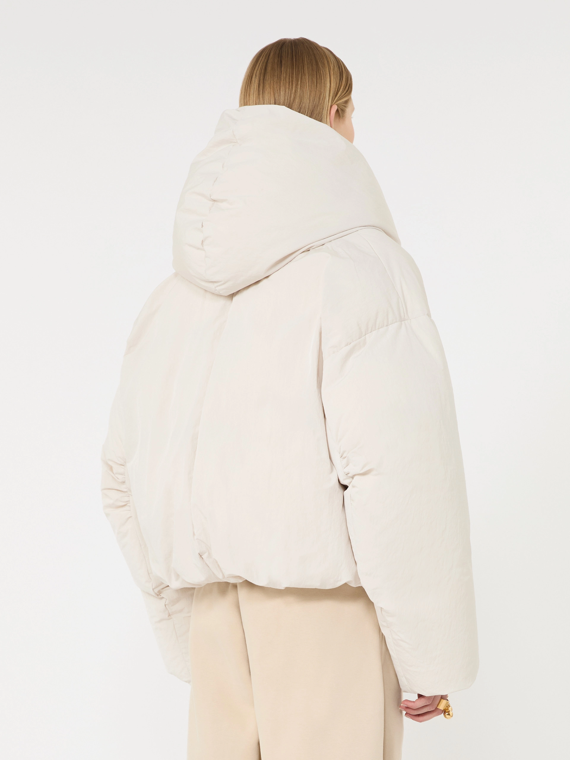 Short crinkled fabric down jacket - IVORY - Sportmax - 3
