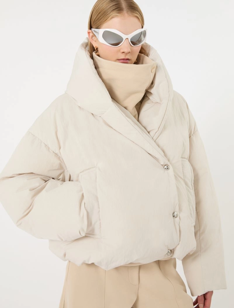 Short crinkled fabric down jacket - IVORY - Sportmax - 4