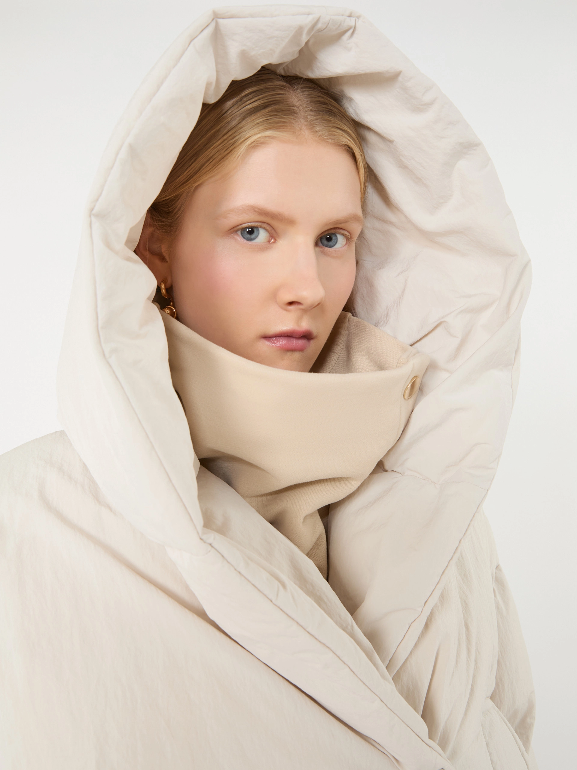 Short crinkled fabric down jacket - IVORY - Sportmax - 5