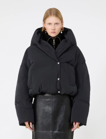 Short crinkled fabric down jacket - BLACK - Sportmax - 2