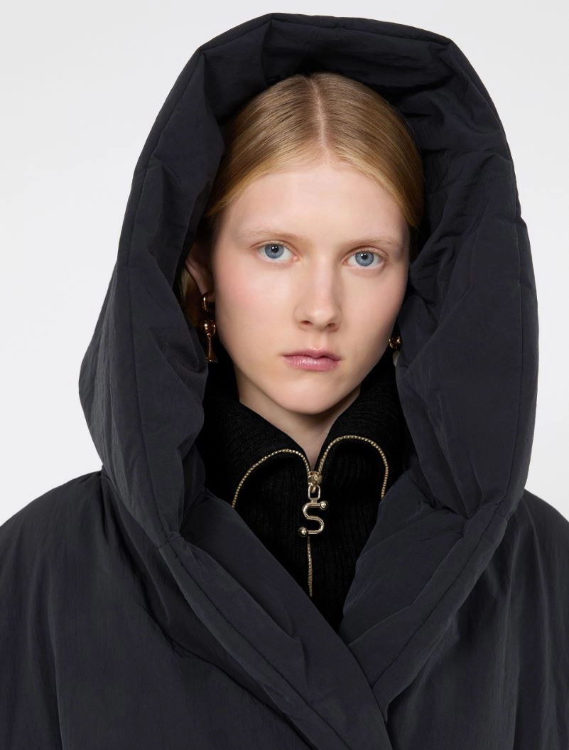 Short crinkled fabric down jacket - BLACK - Sportmax - 5