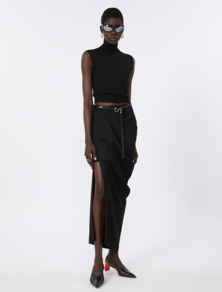 Leather low-waist belt - BLACK - Sportmax