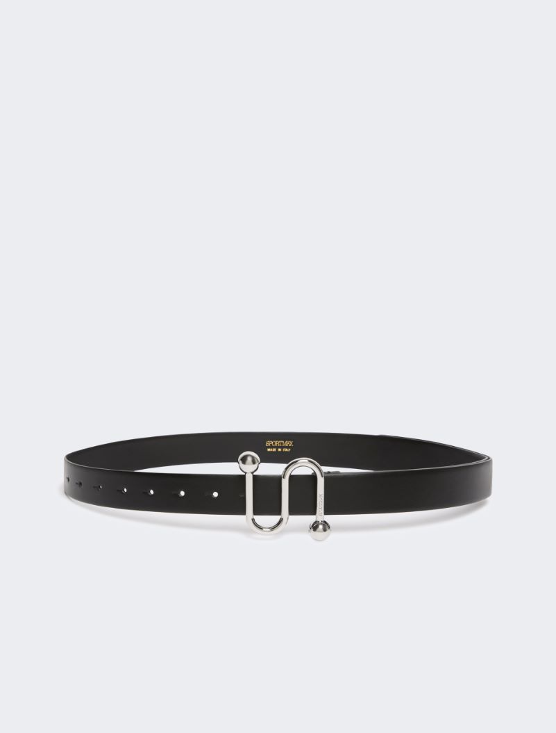 Leather belt with S buckle - BLACK - Sportmax