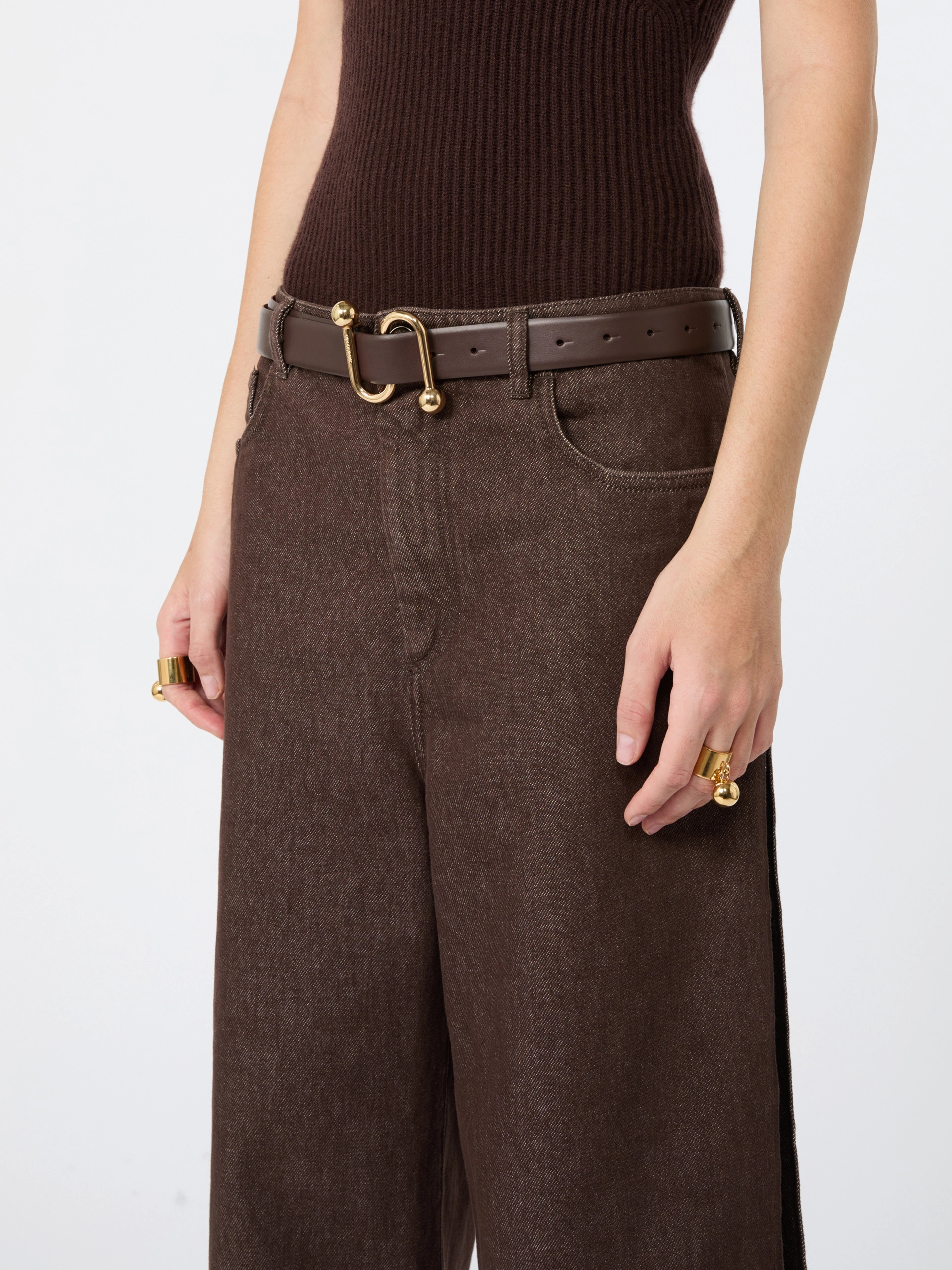Cintura in pelle con fibbia S - CIOCCOLATO - Sportmax - 3