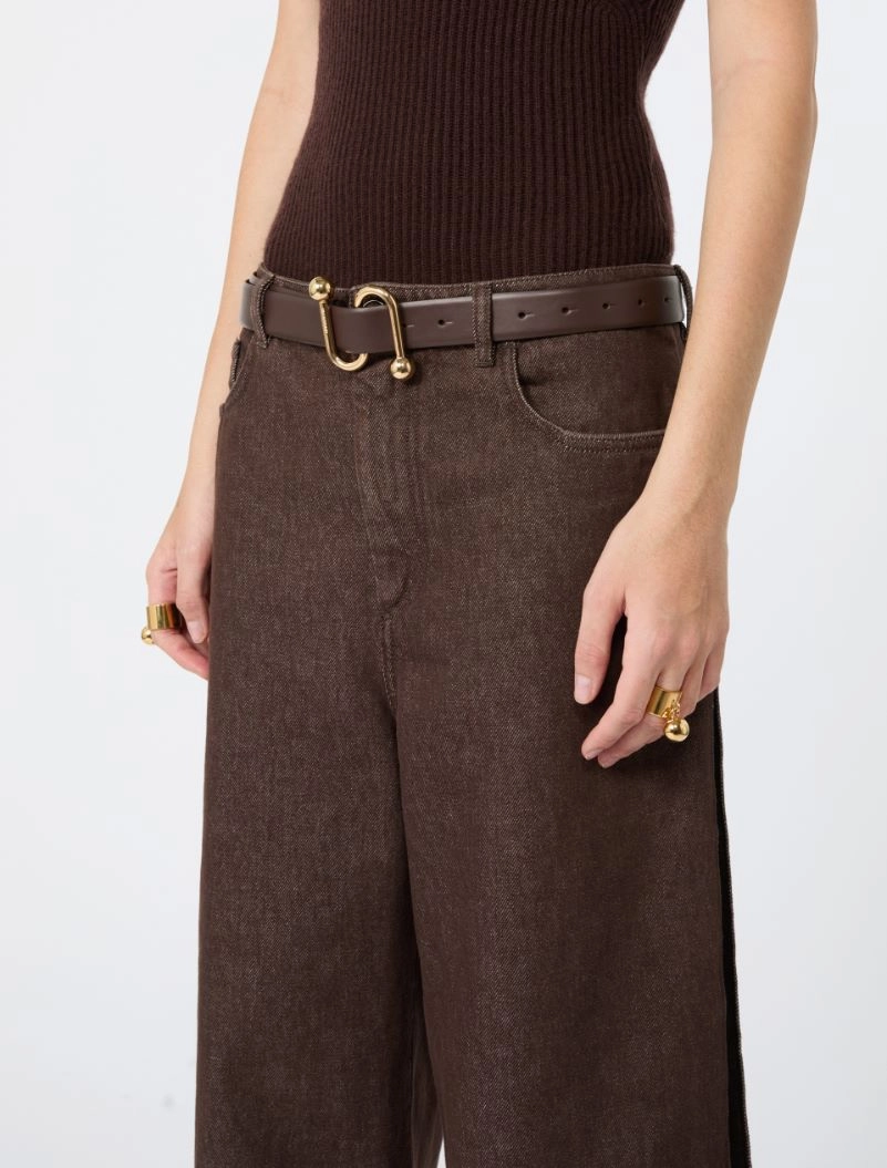 Cintura in pelle con fibbia S - CIOCCOLATO - Sportmax - 3