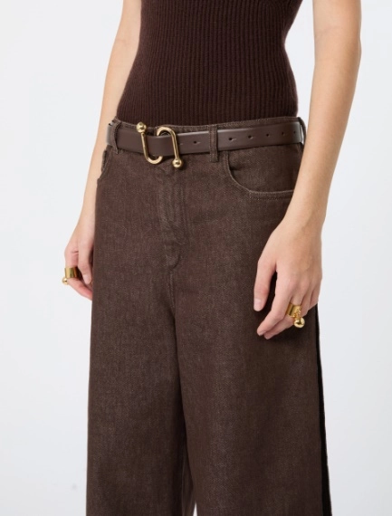 Cintura in pelle con fibbia S - CIOCCOLATO - Sportmax - 3