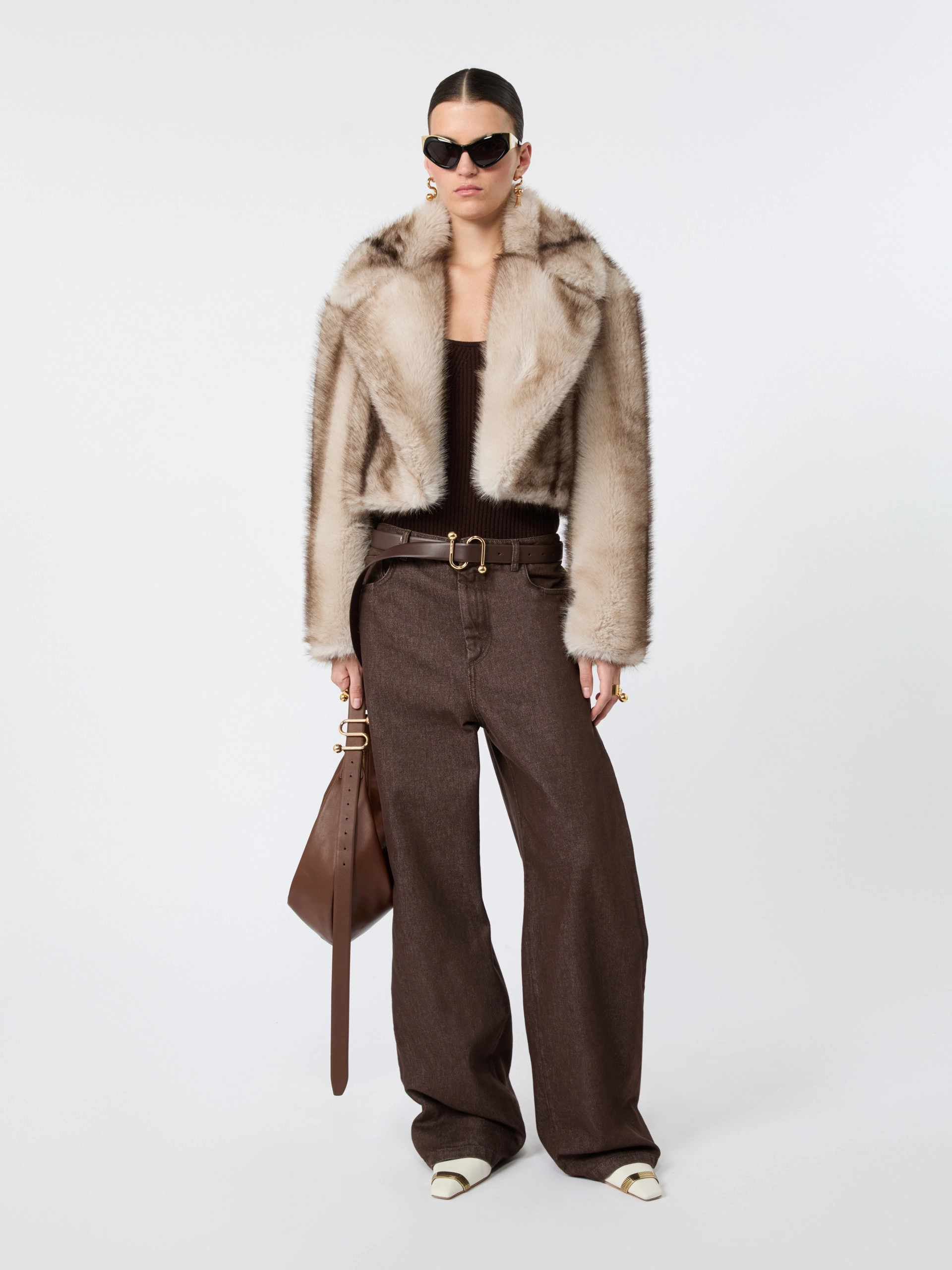 Cintura in pelle con fibbia S - CIOCCOLATO - Sportmax - 4