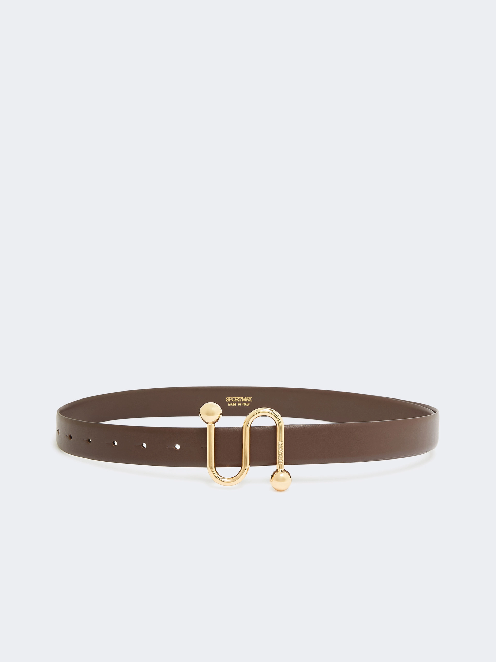 Cintura in pelle con fibbia S - CIOCCOLATO - Sportmax