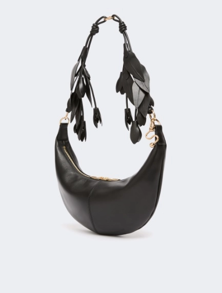 Nappa leather hobo bag with a flower decoration - BLACK - Sportmax - 2