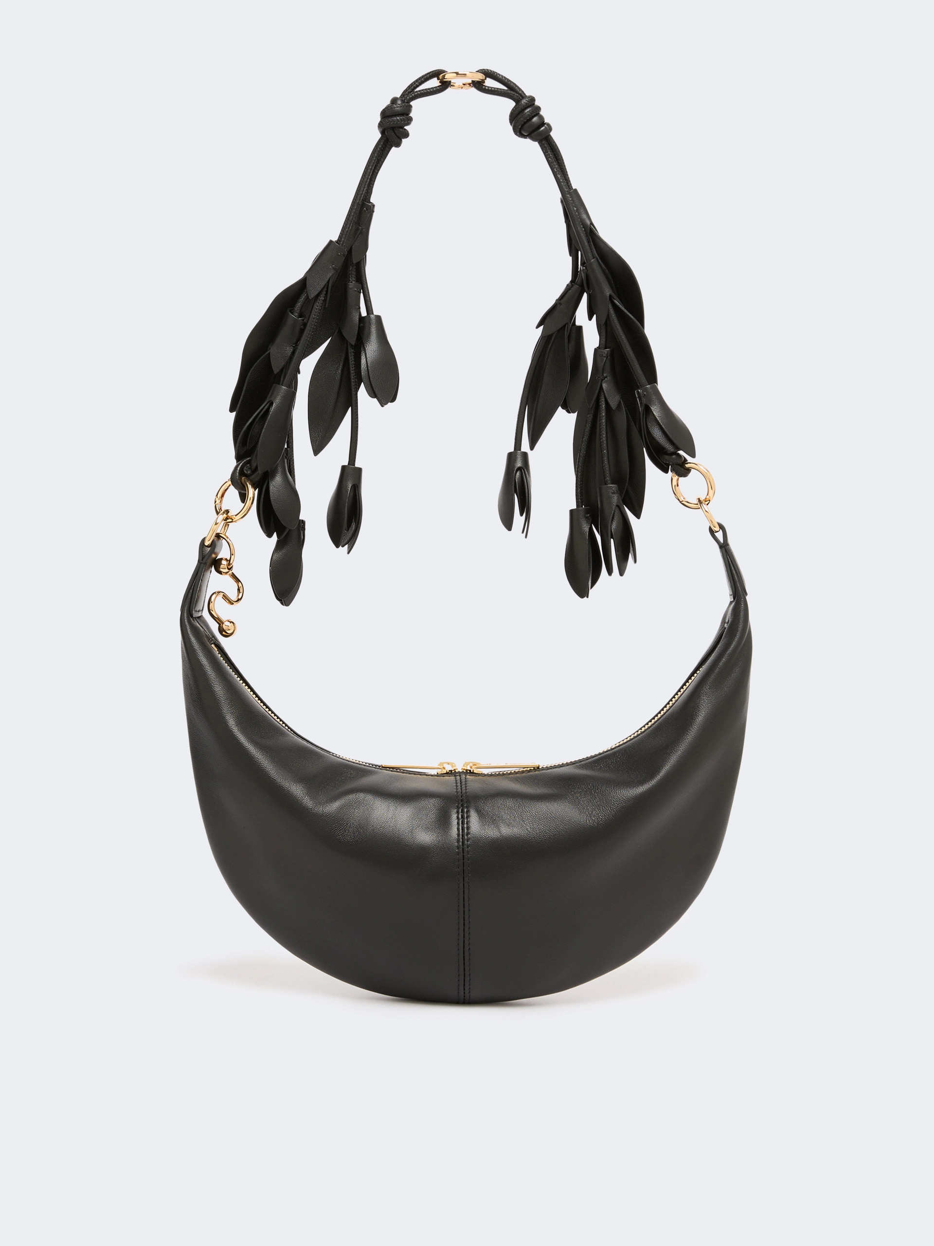 Nappa leather hobo bag with a flower decoration - BLACK - Sportmax - 3