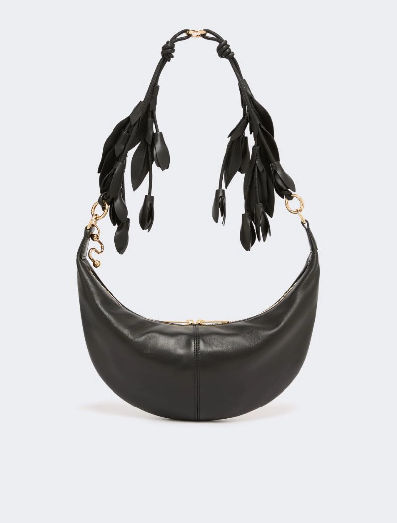 Nappa leather hobo bag with a flower decoration - BLACK - Sportmax - 3