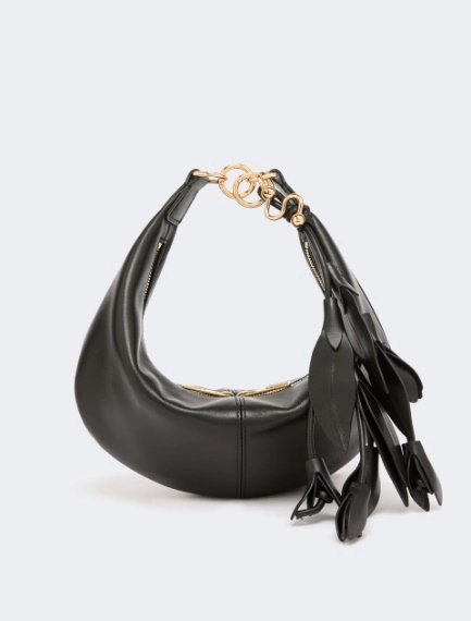 Nappa leather hobo bag with a flower decoration - BLACK - Sportmax - 5