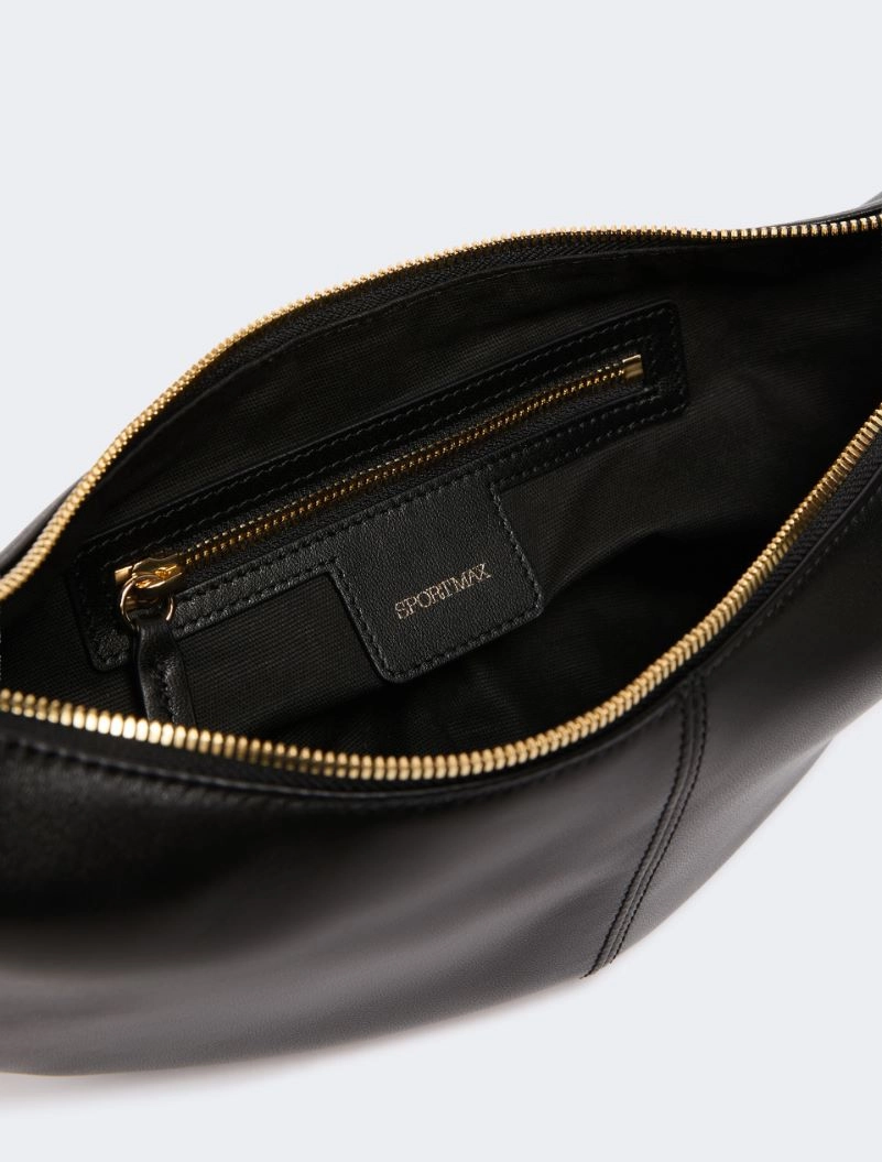 Nappa leather hobo bag with a flower decoration - BLACK - Sportmax - 6