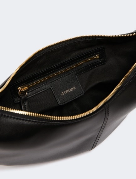 Nappa leather hobo bag with a flower decoration - BLACK - Sportmax - 6