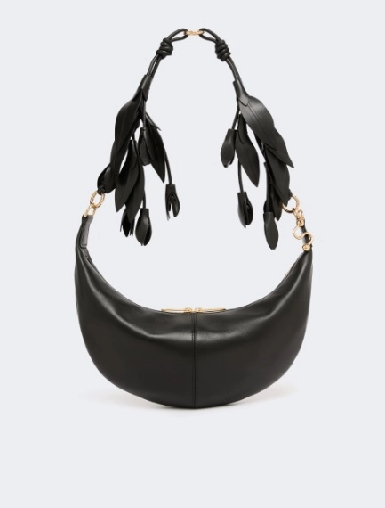 Nappa leather hobo bag with a flower decoration - BLACK - Sportmax - 1
