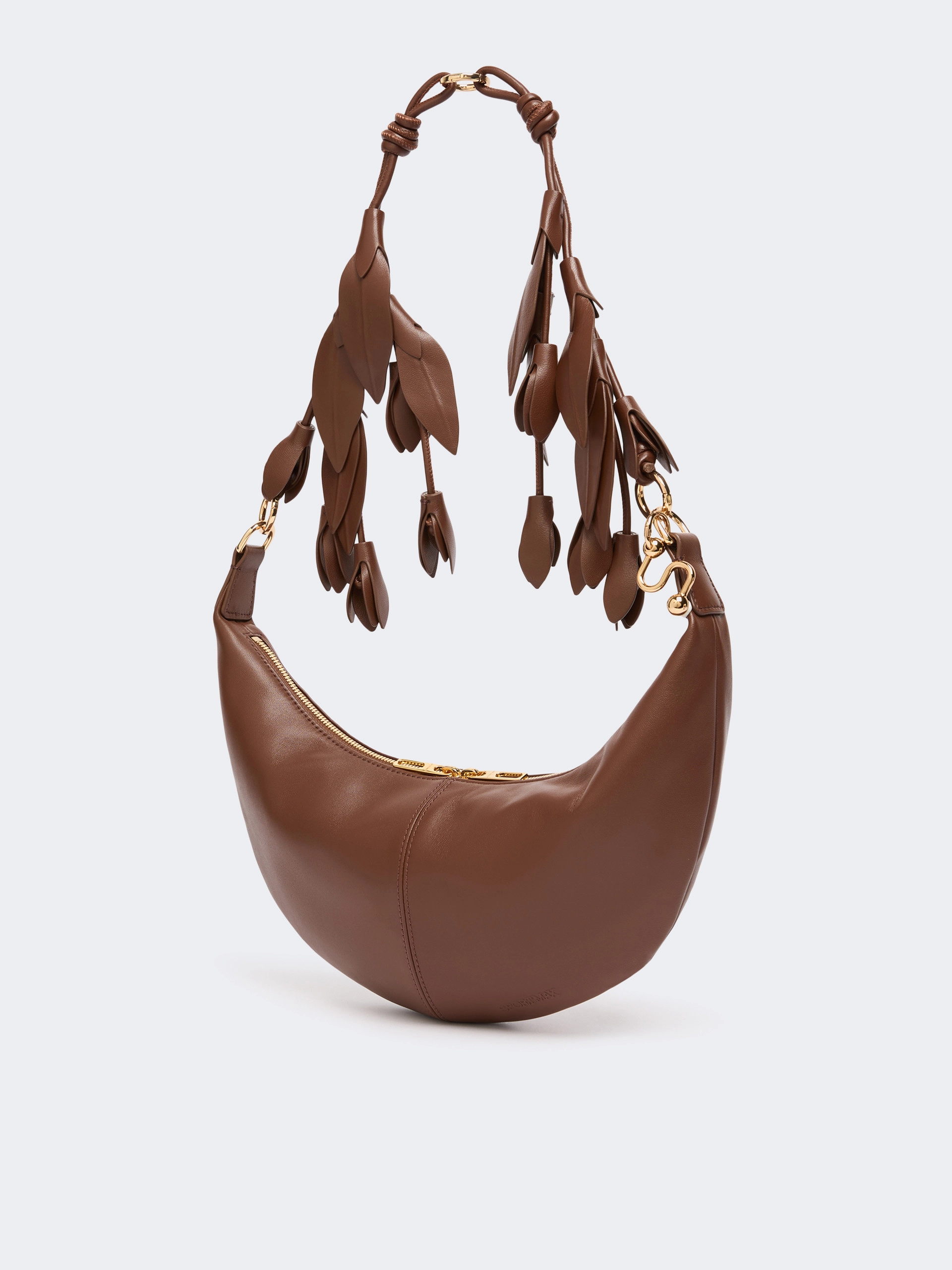 Nappa leather hobo bag with a flower decoration - BROWN - Sportmax - 2
