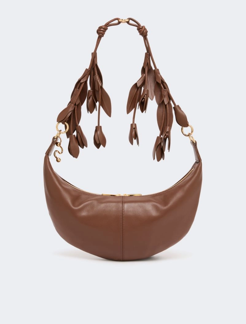 Nappa leather hobo bag with a flower decoration - BROWN - Sportmax - 3