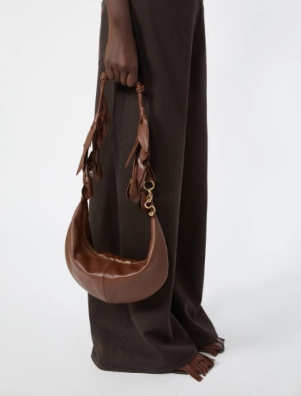 Nappa leather hobo bag with a flower decoration - BROWN - Sportmax - 7