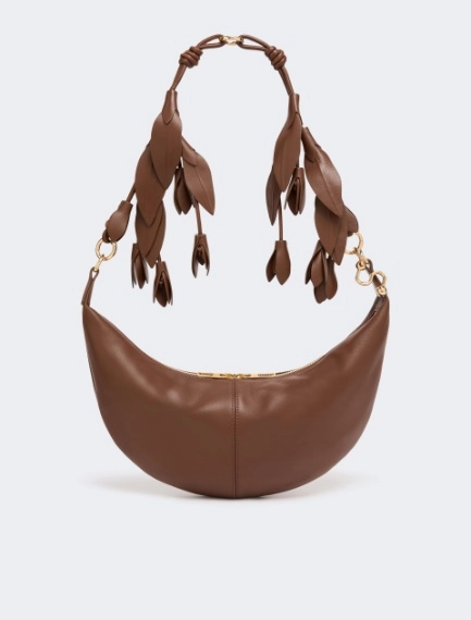 Nappa leather hobo bag with a flower decoration - BROWN - Sportmax - 1