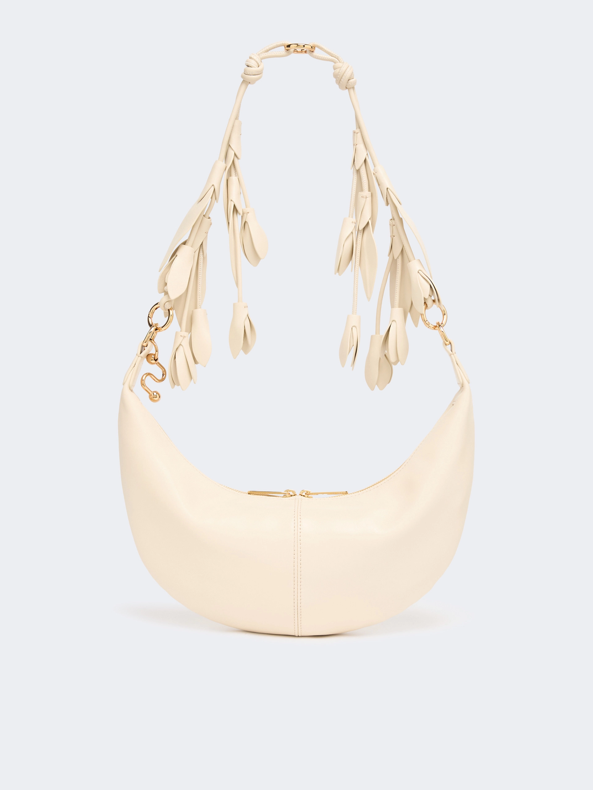 Nappa leather hobo bag with a flower decoration - VANILLA - Sportmax - 3