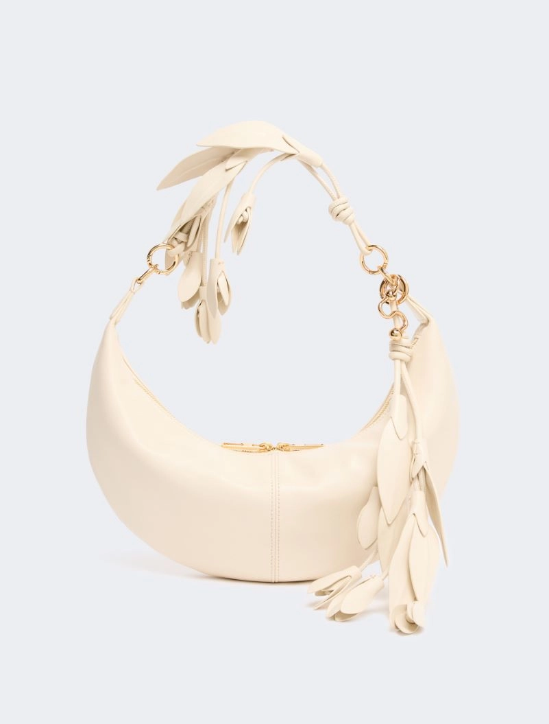 Nappa leather hobo bag with a flower decoration - VANILLA - Sportmax - 4