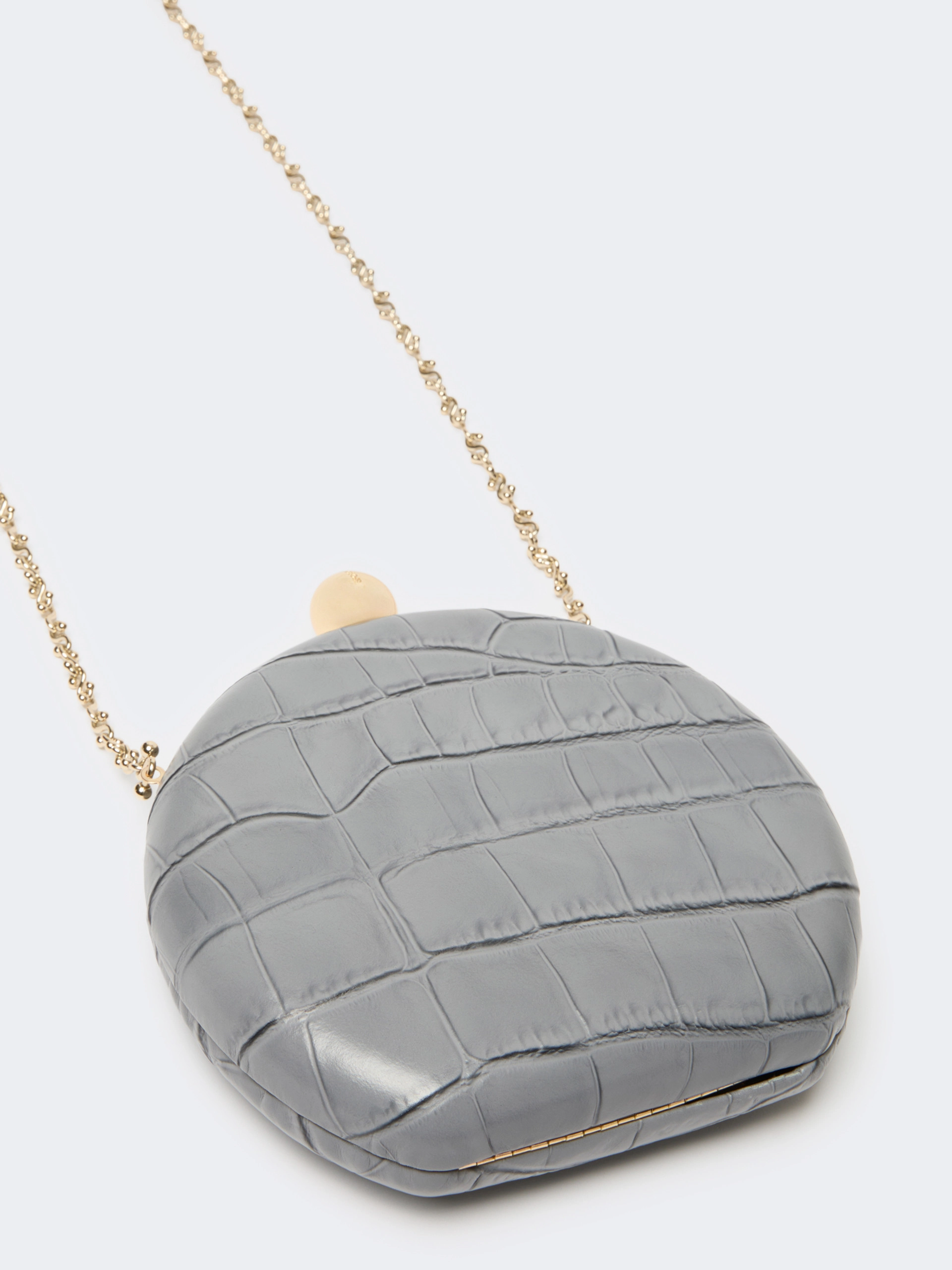 Crocodile-print calfskin clutch - MEDIUM GREY - Sportmax - 4