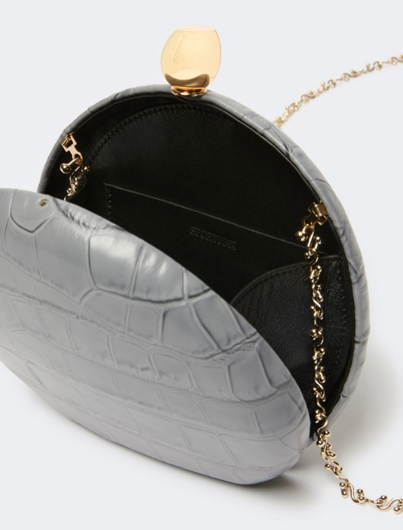 Crocodile-print calfskin clutch - MEDIUM GREY - Sportmax - 5