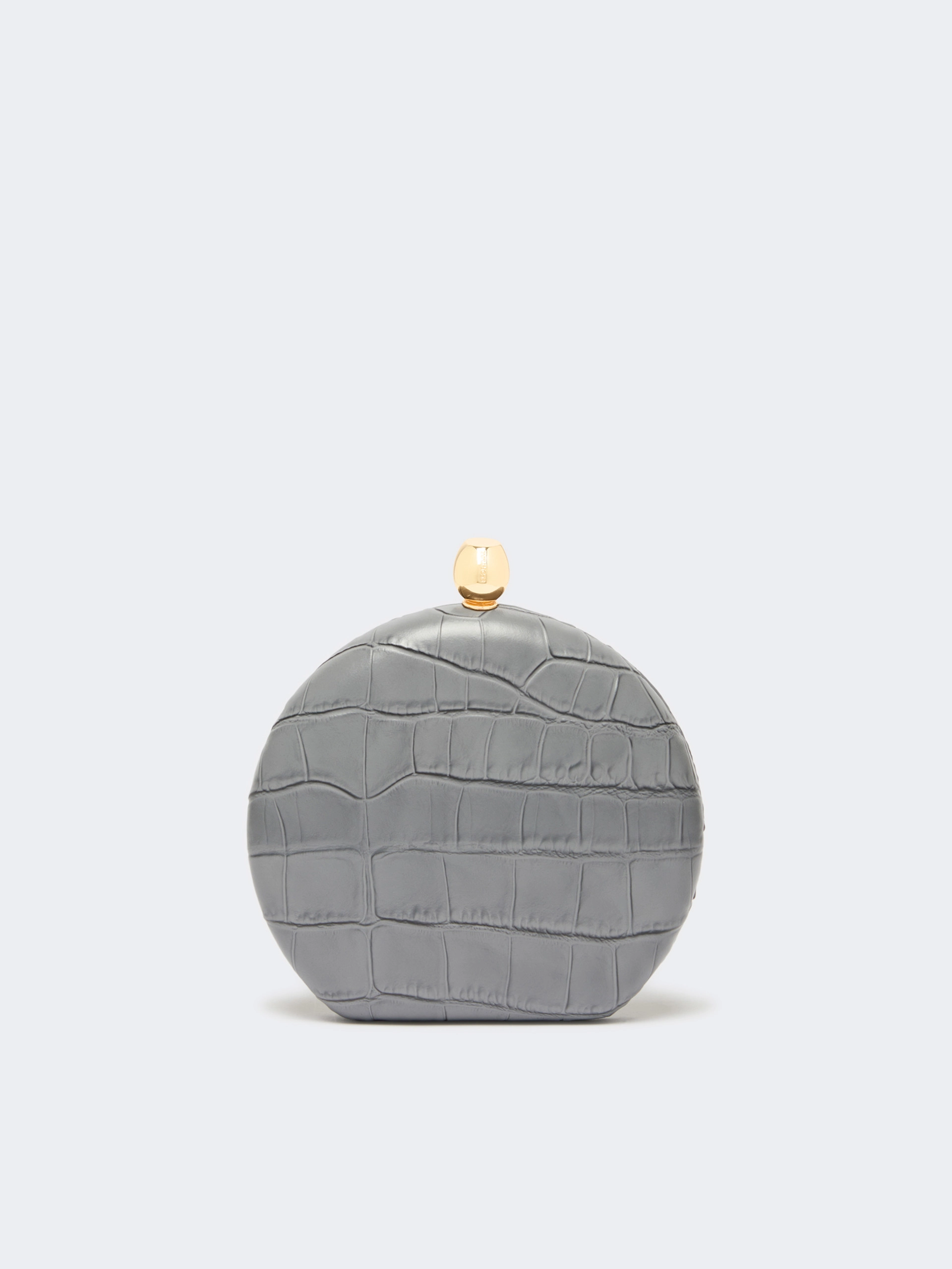 Crocodile-print calfskin clutch - MEDIUM GREY - Sportmax