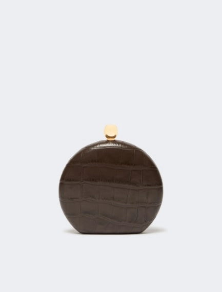 Crocodile-print calfskin clutch - BROWN - Sportmax - 3