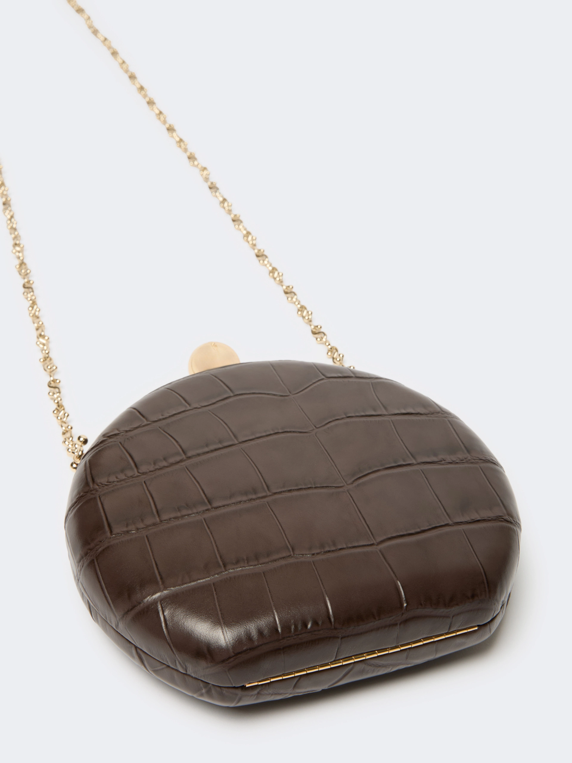 Crocodile-print calfskin clutch - BROWN - Sportmax - 4