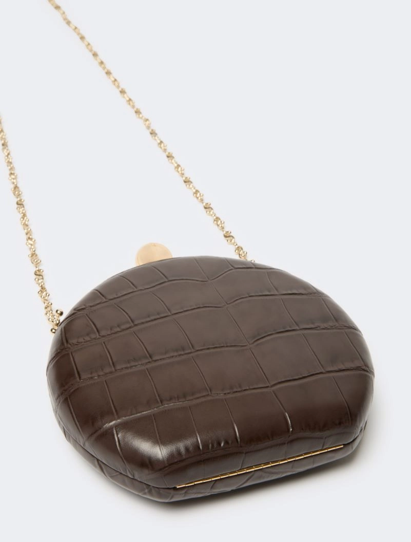Crocodile-print calfskin clutch - BROWN - Sportmax - 4