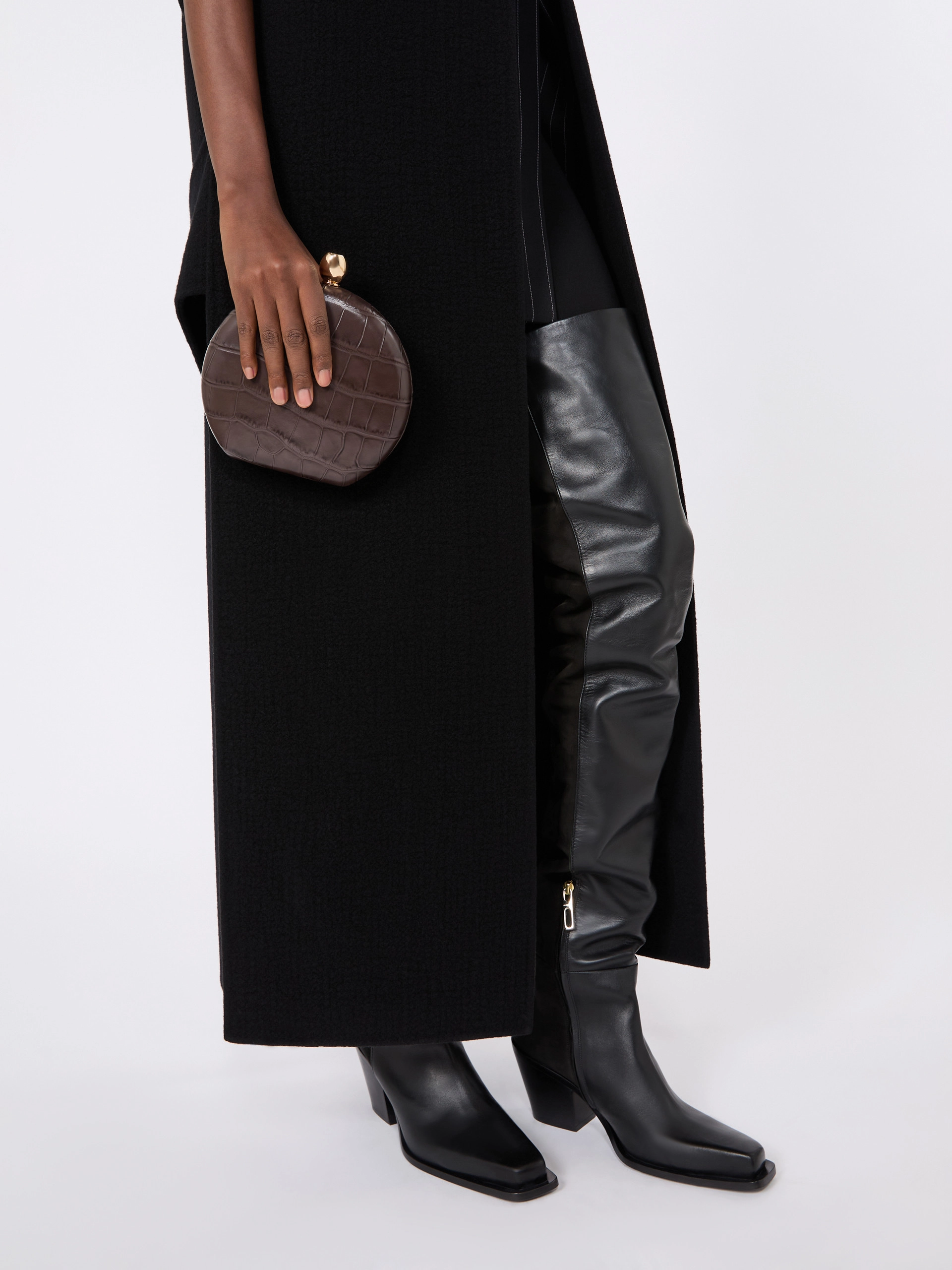 Crocodile-print calfskin clutch - BROWN - Sportmax - 6