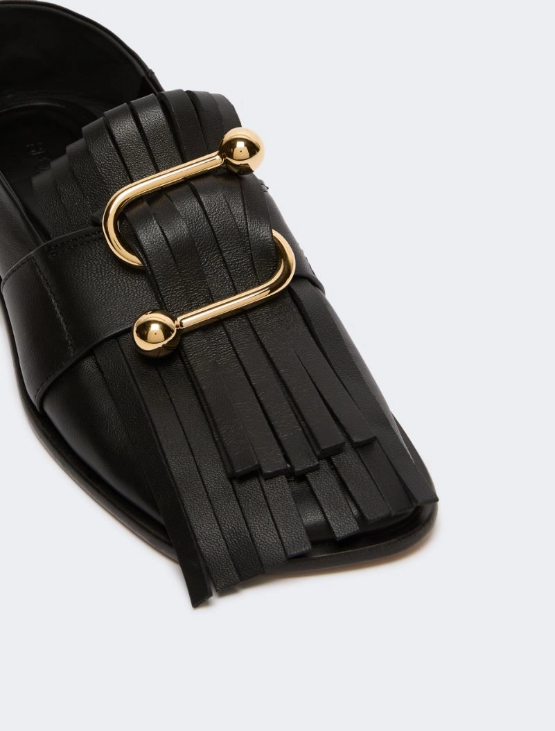 Fringed Nappa leather moccasins - BLACK - Sportmax - 4