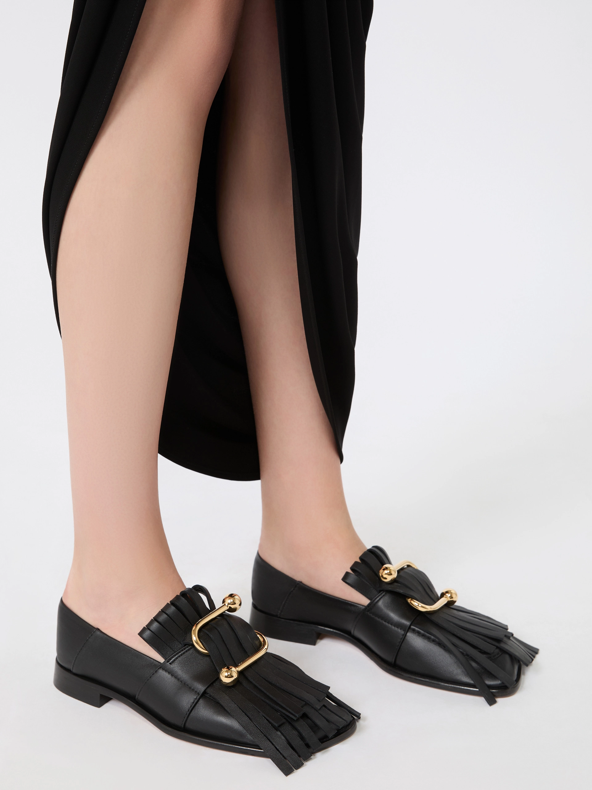 Fringed Nappa leather moccasins - BLACK - Sportmax - 6